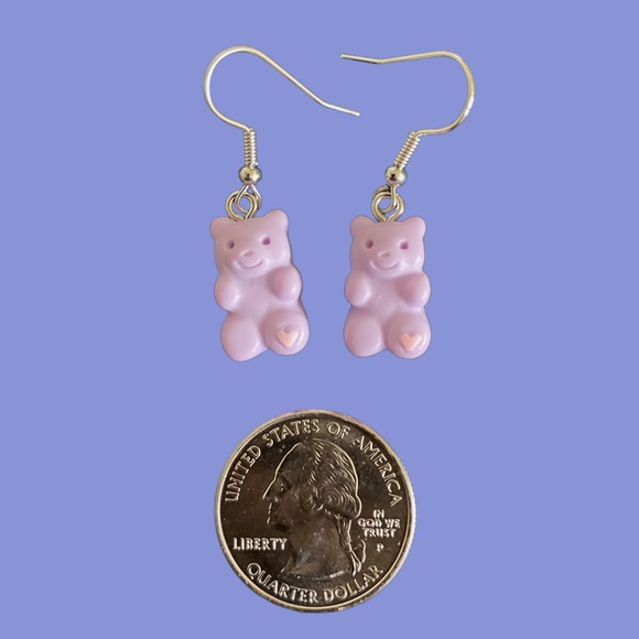Purple Teddy Bear Earrings - Picture 2 of 4